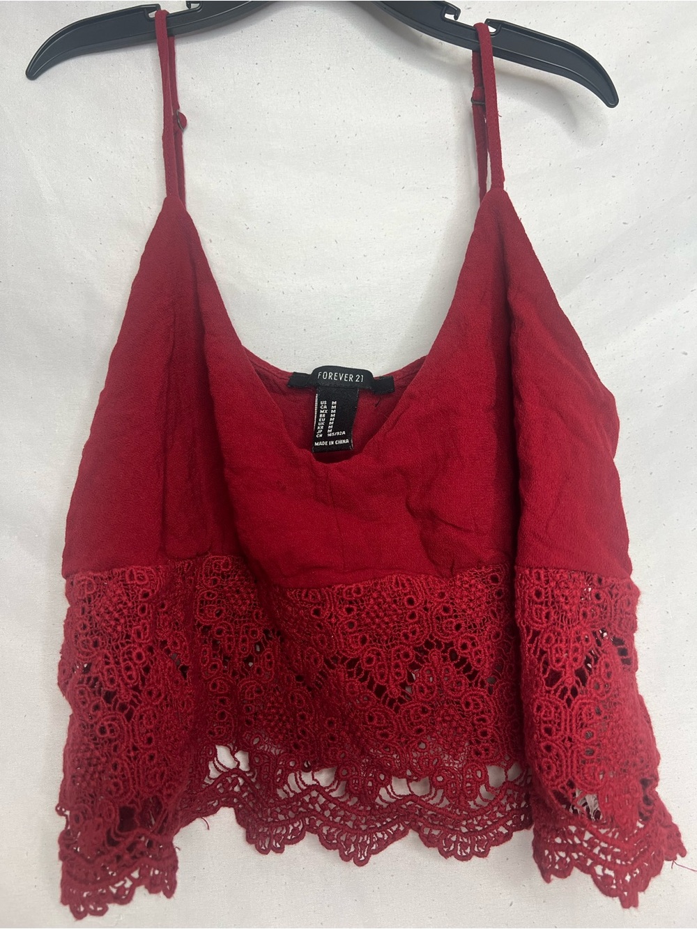Forever 21 Burgundy Lace-Trim Spaghetti Strap Cami